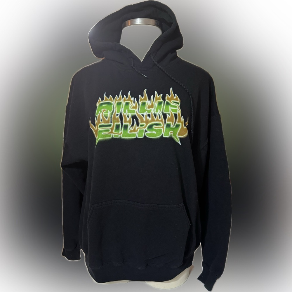 Billie Eilish Black Flame Airbrush Blohsh Double Sided Hoodie